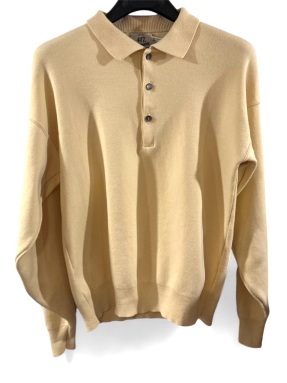 VTG 417 Yellow Long Sleeve Polo Sweater Size Men’s Medium